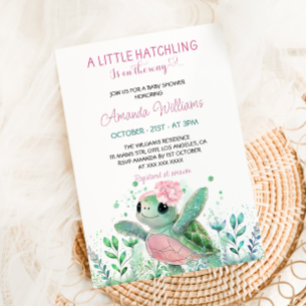 Baby-Party für rosa Schildkröten-Mädchen Einladung
