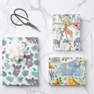 Baby-Party für Tiere Geschenkpapier Set