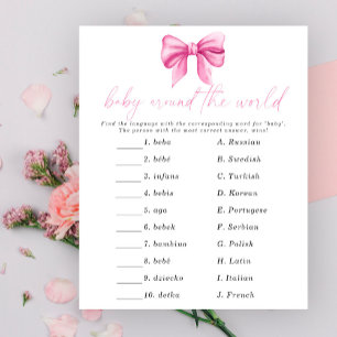 Baby-Party mit rosa Schleife - Baby-um-die-Welt-Sp