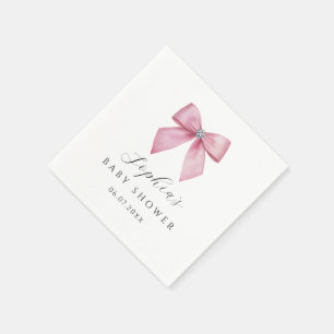 Baby-Party mit rosa Schleife  Serviette