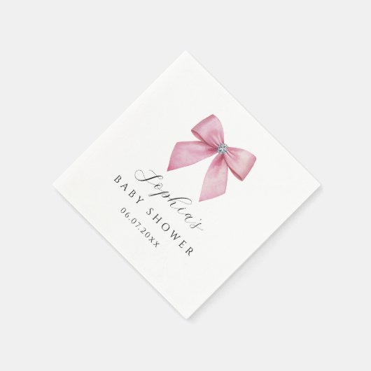 Baby-Party mit rosa Schleife Serviette (Ecke)