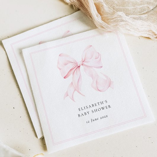 Baby-Party mit rosa Schleife Serviette