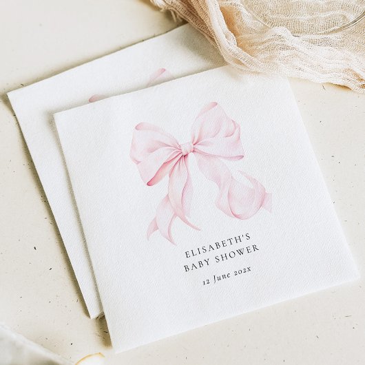 Baby-Party mit rosa Schleife  Serviette