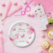 Baby-Party mit rosa Schmetterling Pappteller (Party)