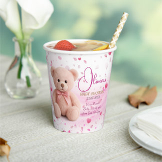 Baby-Party-Papierbecher Rosa Teddybär – Partybeche Pappbecher