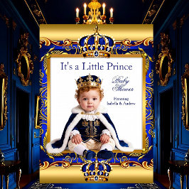 Baby-Party Prinz königsblau verziert Gold leicht Einladung