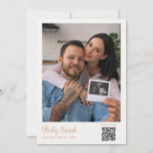 Baby-Party- QR-Code mit Wäscheleine Neutral Einladung (Rückseite)