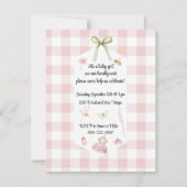 Baby-Party rosa Gingham Einladung (Vorderseite)