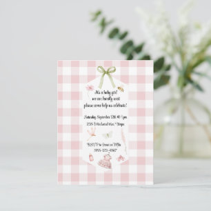 Baby-Party rosa Gingham Einladung