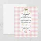 Baby-Party rosa Gingham Einladung (Vorne/Hinten)