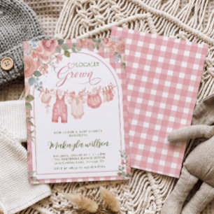 Baby-Party 'Rosa Gingham, lokal gezüchtet' für Mäd Einladung