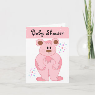 Baby-Party rosa Teddybär Einladung