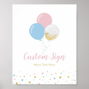 Baby-Party-Schild mit Rosa, Blau und Gold individu Poster