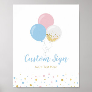 Baby-Party-Schild mit Rosa, Blau und Gold individu Poster