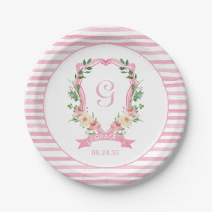 Baby-Party-Teller aus Papier mit rosa floralem Wap Pappteller