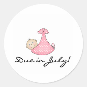 Baby passend im Juli Runder Aufkleber