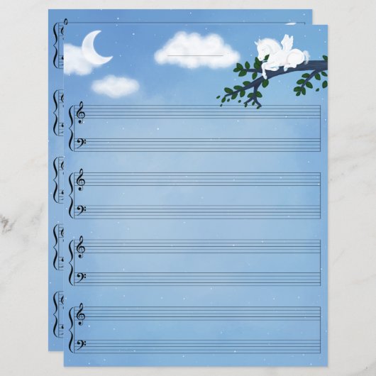 Baby Pegasus Piano Music Stationäre Grand Staff (Vorne/Hinten)