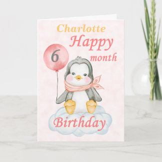 Baby Penguin 6 Monate Geburtstag Karte