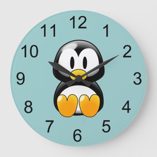 Baby Penguin Animal Wall Clock Große Wanduhr (Vorderseite)