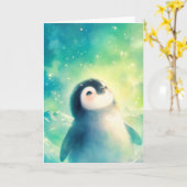 Baby Penguin Awe Karte (Gelbe Blume)