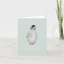 Baby Penguin Blue Boy Winter Baby Dusche Danke