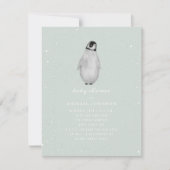 Baby Penguin Blue Boy Winter Baby Dusche Einladung (Vorderseite)