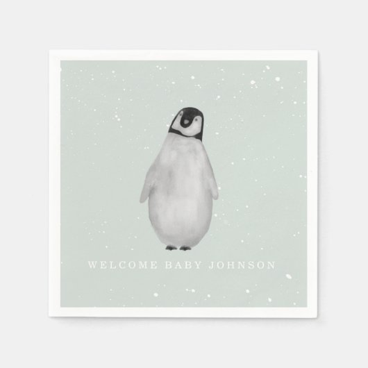 Baby Penguin Blue Winter Boy Baby Dusche Serviette (Vorderseite)