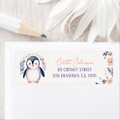 Baby Penguin Boho Blumendesign - Rücksendeadresse (Insitu)