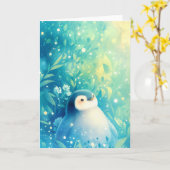 Baby Penguin Charm Karte (Gelbe Blume)
