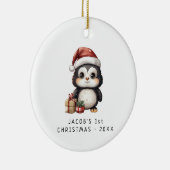 Baby Penguin | Erste Weihnachten des Kindes Keramik Ornament (Rechts)