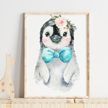 Baby Penguin Floral Bow Krawatte | KINDERZIMMER