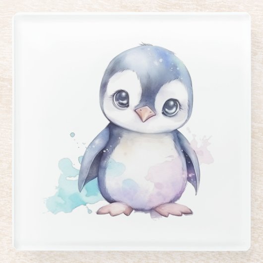 Baby Penguin Glass Untersetzer (Vorderseite)