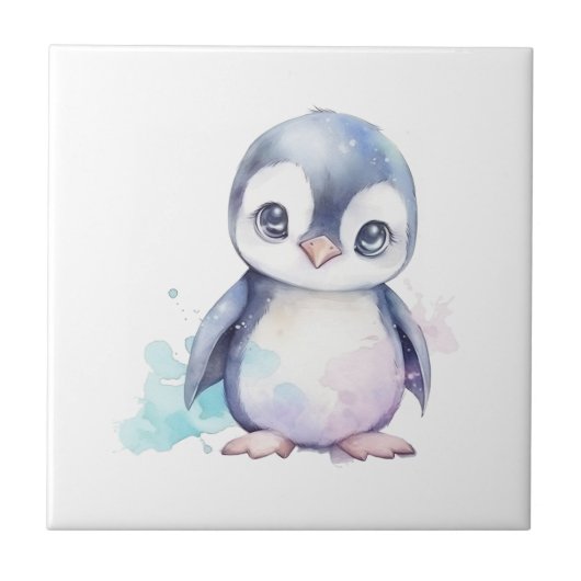 Baby Penguin Keramik Tile Fliese (Vorderseite)