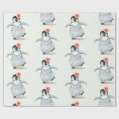 BABY PENGUIN MIT EINEM BLUME-WRAPPING-PAPIER GESCHENKPAPIER (Flach)