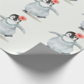 BABY PENGUIN MIT EINEM BLUME-WRAPPING-PAPIER GESCHENKPAPIER (Ecke)