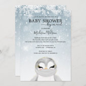Baby Penguin mit Maske Baby Dusche by Mail Einladung (Vorne/Hinten)