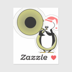 Baby Penguin mit Tuba Aufkleber