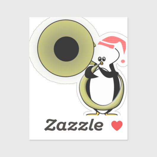 Baby Penguin mit Tuba Aufkleber (Blatt)