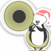 Baby Penguin mit Tuba Aufkleber (Vorderseite)