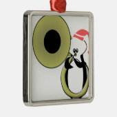 Baby Penguin mit Tuba Silbernes Ornament (Rechts)