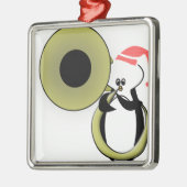 Baby Penguin mit Tuba Silbernes Ornament (Links)