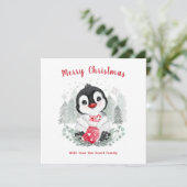 Baby Penguin Niedliche Weihnachtskarte Karte (Stehend Vorderseite)