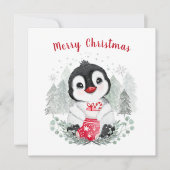 Baby Penguin Niedliche Weihnachtskarte Karte (Vorderseite)
