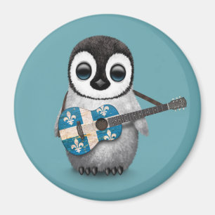 Baby Penguin Quebec Flag Guitar Blue Magnet