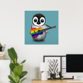Baby Penguin Rainbow Flag Guitar Blue Poster (Heimbüro)