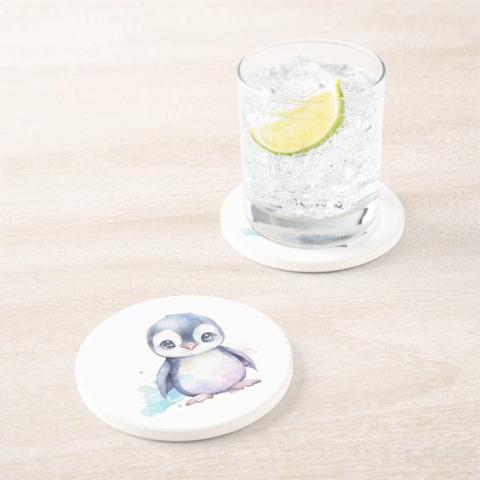 Baby Penguin Sandstone Untersetzer (Seite)