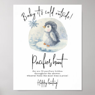 Baby Penguin - Schnuller Jagd Kinderdusche Poster