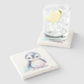 Baby Penguin Stone Untersetzer (Seitenansicht)