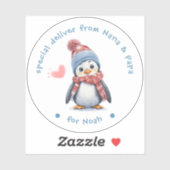Baby Penguin White Christmas Label für Kinder Gesc (Blatt)