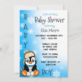 Baby Penguin Winter Baby Dusche Einladung